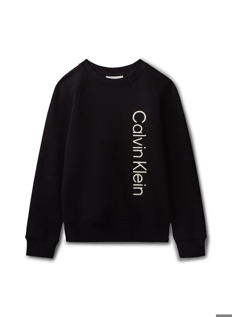 Calvin Klein Jeans Ck Black Terry Side Graphic Crewneck Sweatshirt for Men | Best Price UAE