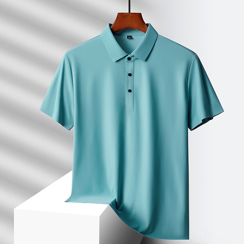 Explosions Nylon Fabric Dad Summer Middle-Aged Men'S Short-Sleeved T-Shirt Summer Ice Silk Quick-Drying Middle-Aged And Elderly Loose - Image 3