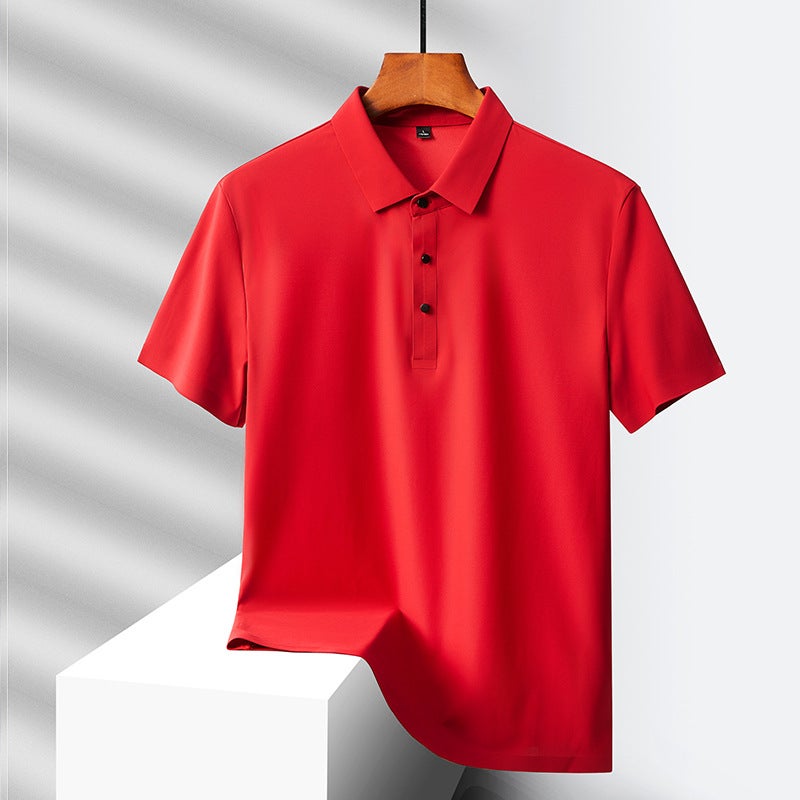 Explosions Nylon Fabric Dad Summer Middle-Aged Men'S Short-Sleeved T-Shirt Summer Ice Silk Quick-Drying Middle-Aged And Elderly Loose - Image 2