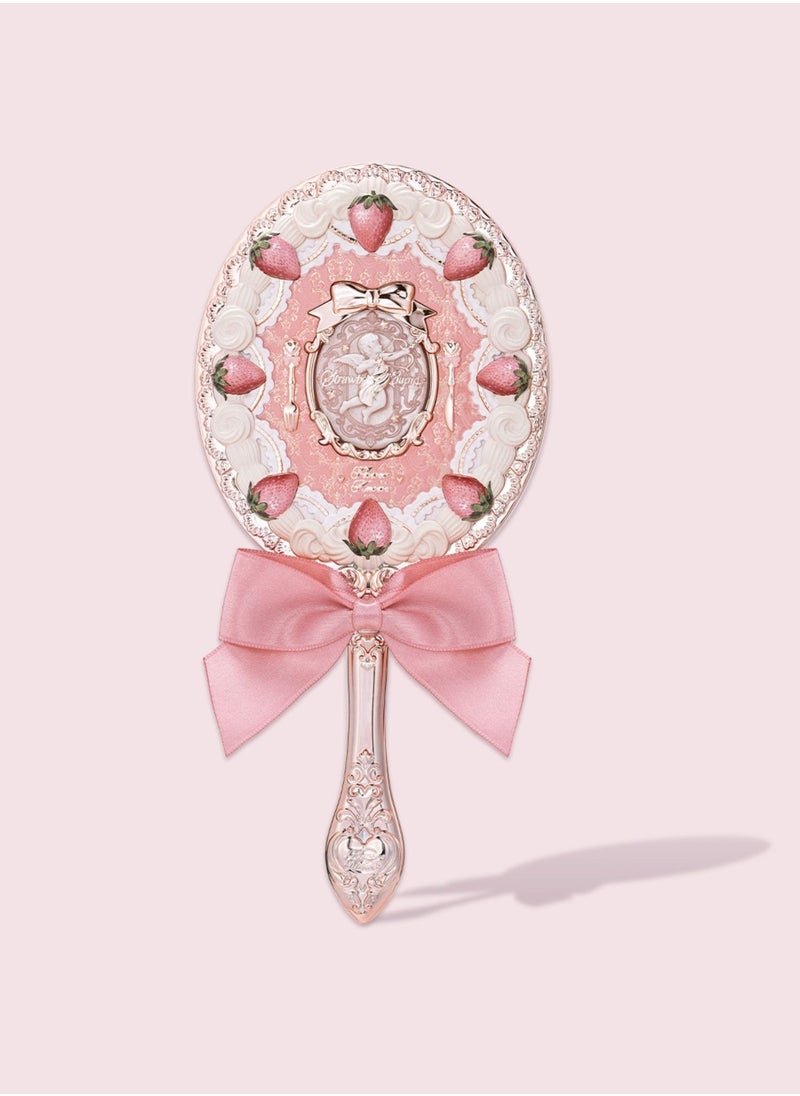 Flower Knows - Strawberry Cupid Hand Mirror-Sweet & Romantic Strawberry Cake Design (Milky Pink) - Image 1