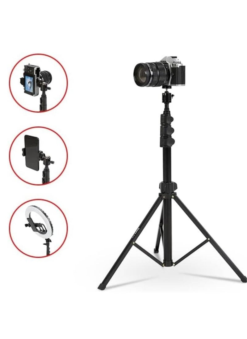 Jmary MT39 61inch Aluminum Extendable Cell Phone Tripod Stand with Selfie Stick Tripod and Phone Clip - Image 2