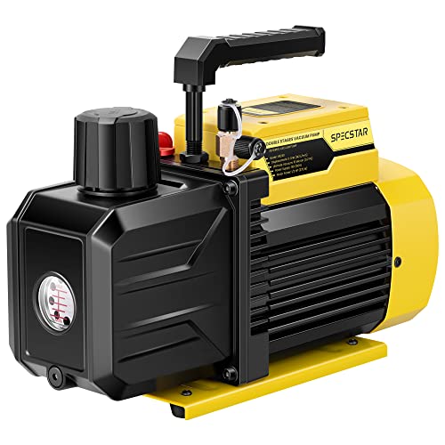SPECSTAR 12 HP 5 CFM 110V Dual Stage Rotary Vane HVAC Air Vacuum Pump for R12 R22 R134a R410a Systems with 2 Oil Bottles - Image 1
