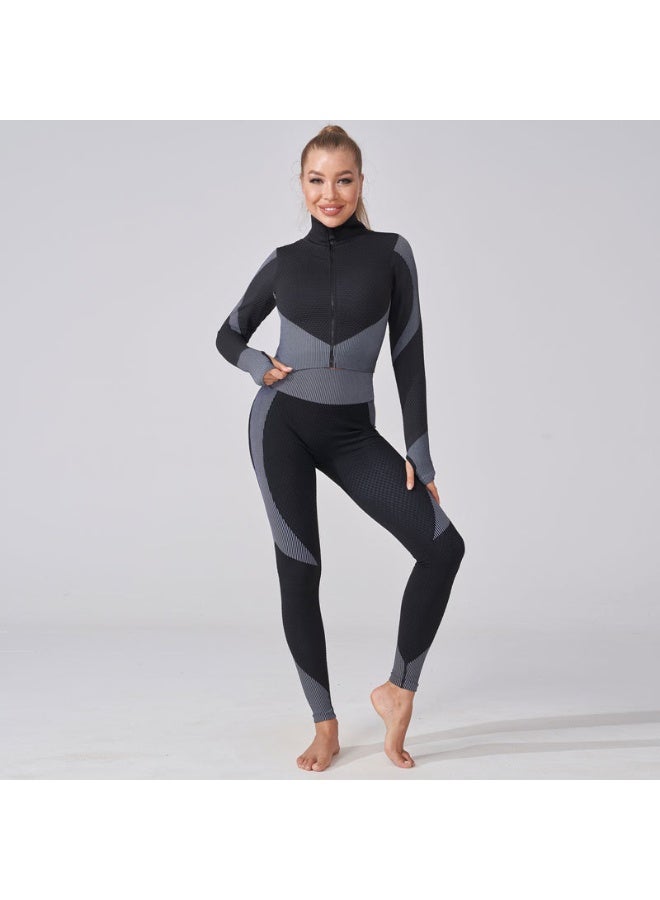 NIBEMINENT Women's 3pcs Seamless Workout Outfits Sets, Yoga Sportswear Tracksuit Leggings and Stretch Sports Bra Fitness - Image 2