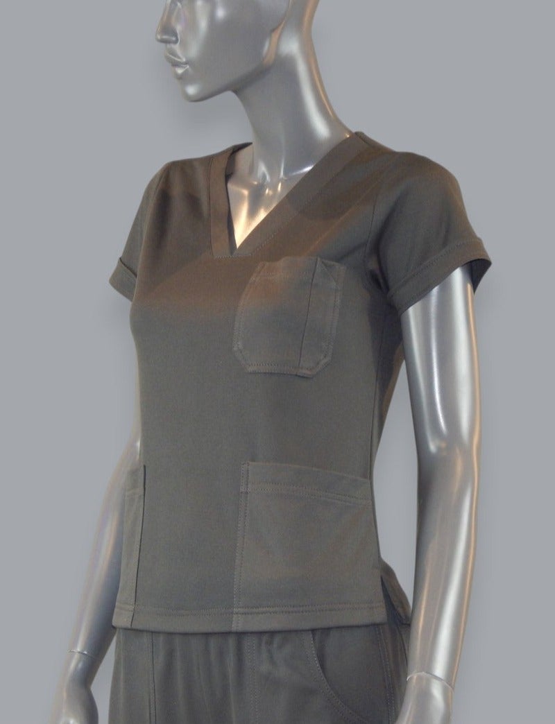 Sana'a Kayum VYKO STUDIO | Premium Women's Stretch Medical Scrub Set | Luxury Fit | 40% Cotton 60% Polyester | 3 Pocket Top & 6 Pocket Pants | Graphite, Onyx & Navy - Image 2
