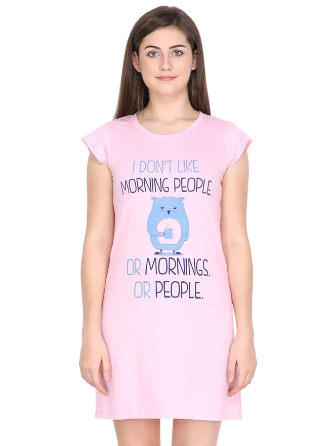 Take Two Women Pink Cotton Blend Sleepshirt By Klamotten