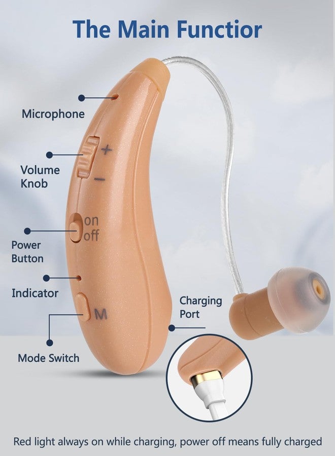 Larksound Hearing Aids for Seniors, Nearly Invisible Rechargeable Digital Hearing Amplifiers with Noise Cancellation for Adult Hearing Loss, Behind-the-ear Hearing Amplification, Control Easily, 24 Hrs Super Endurance(1 piece) - Image 3