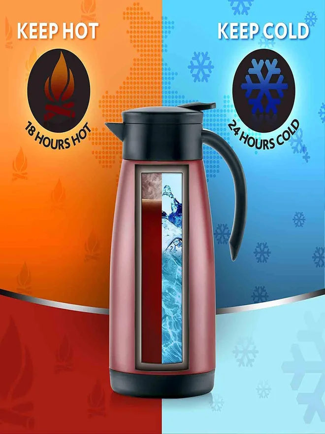 BOROSIL Vacuum Stainless Steel Teapot Red - 1Ltr