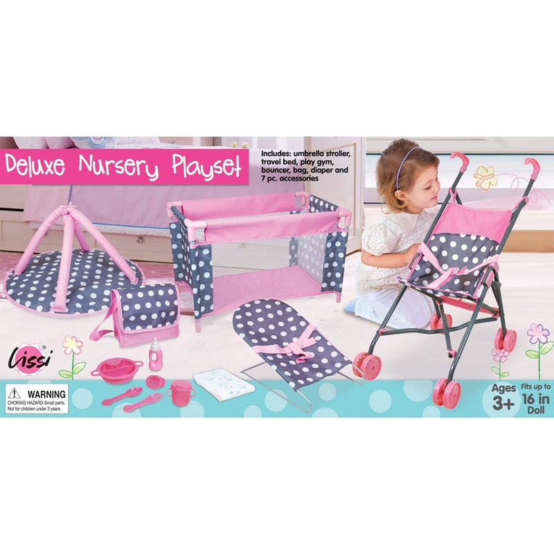 Lissi 5 Piece Doll Deluxe Nursery Play Set with Accessories - Image 3