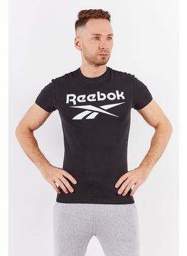 Reebok Men Sport Fit Short Sleeves Big Logo T-Shirt, Black  - Image 1