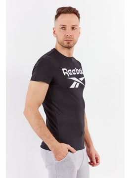 Reebok Men Sport Fit Short Sleeves Big Logo T-Shirt, Black  - Image 3