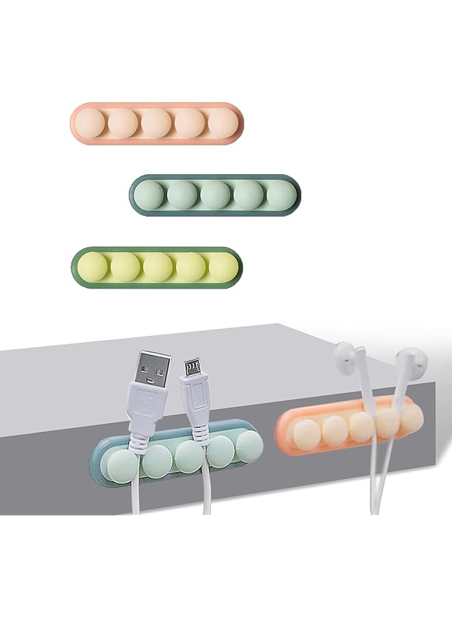 PROMASS 3Pcs Cable Wall Clips, Self-Adhesive Cable Organizers, Cable Management Accessories, USB Charging Cable Holder for Desk, Home, Three Pieces Cable Wall Clip - Image 1