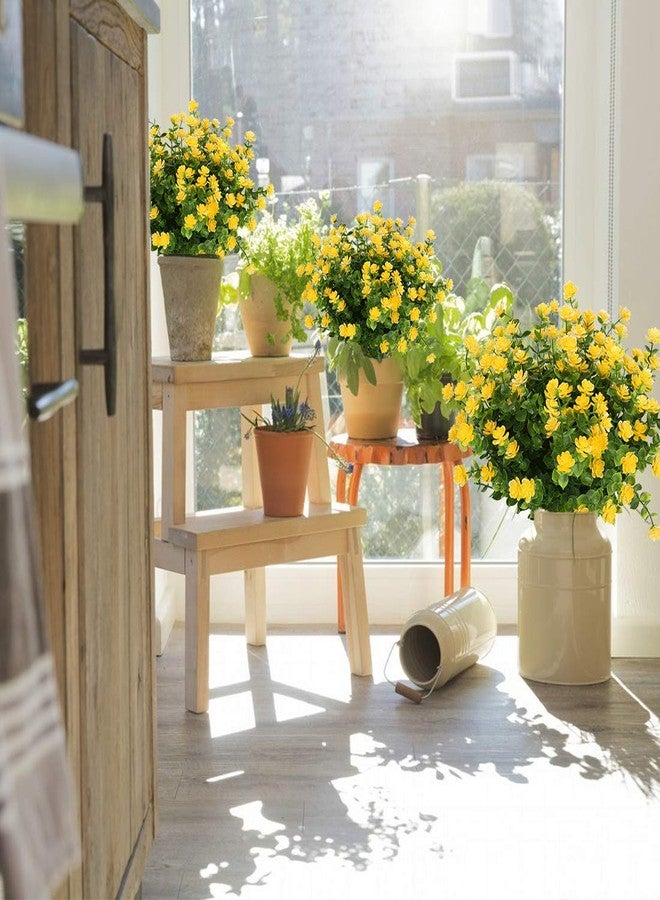 URSTOUD Artificial Flowers, Fake Artificial Greenery UV Resistant No Fade Faux Plastic Plants for Wedding Bridle Bouquet Indoor Outdoor Home Garden Kitchen Office Table Vase 6PCS (Yellow) - Image 3