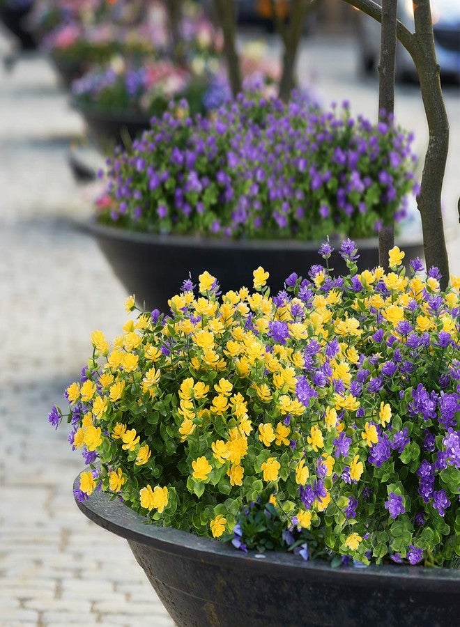 URSTOUD Artificial Flowers, Fake Artificial Greenery UV Resistant No Fade Faux Plastic Plants for Wedding Bridle Bouquet Indoor Outdoor Home Garden Kitchen Office Table Vase 6PCS (Yellow) - Image 5