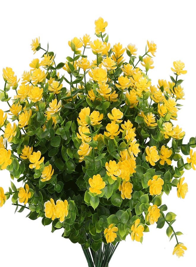 URSTOUD Artificial Flowers, Fake Artificial Greenery UV Resistant No Fade Faux Plastic Plants for Wedding Bridle Bouquet Indoor Outdoor Home Garden Kitchen Office Table Vase 6PCS (Yellow) - Image 1