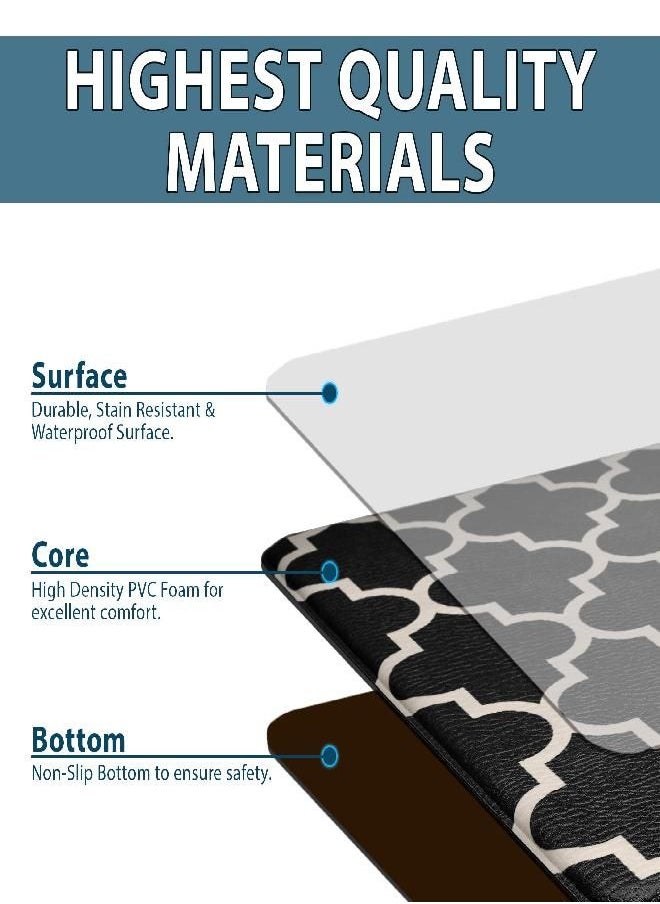 ComfiLife - ComfiLife Kitchen Mats for Floor (2 PCs) - Cushioned Anti Fatigue Kitchen Rug for Comfortable Standing - Waterproof, Easy Clean, Non-slip, Thick Kitchen Mat Set for Home, Office, Sink, Laundry (Black) - Image 1