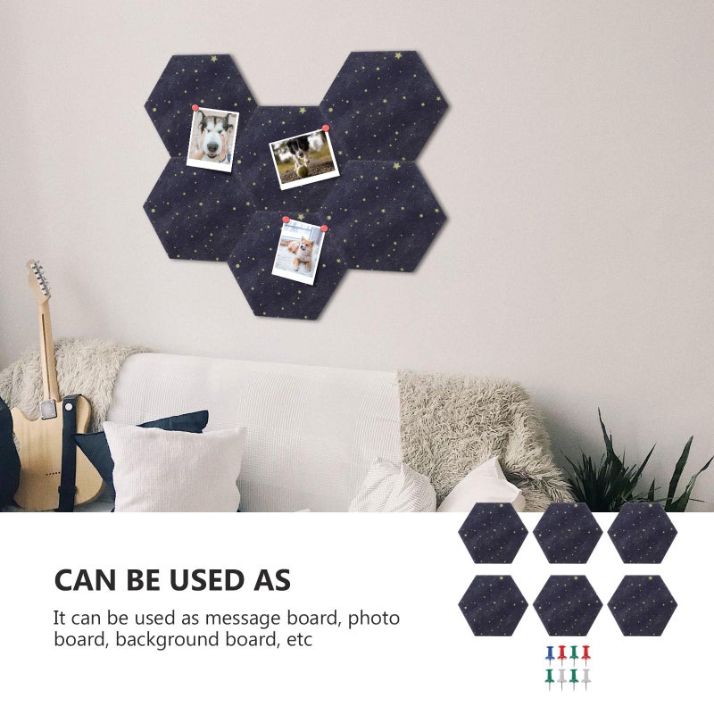 6Pcs Hexagon Felt Cork Board Set with Push Pins for Wall Memo Photo Notes Keys Organizer - Image 4