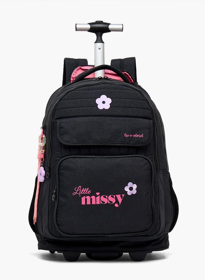 Little Missy Printed School Trolley Bag For Girls 13+ Years With Front Utility Pocket - Image 1