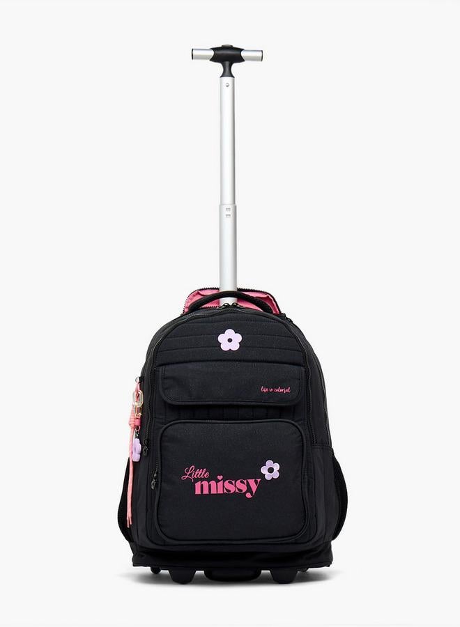 Little Missy Printed School Trolley Bag For Girls 13+ Years With Front Utility Pocket - Image 3