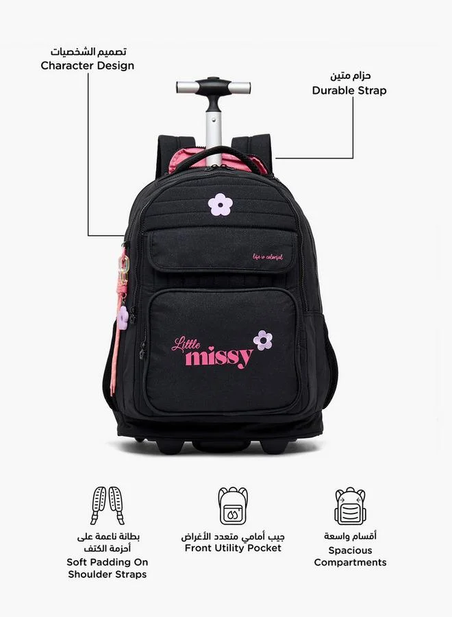 ليتل ميسي Printed School Trolley Bag For Girls 13+ Years With Front Utility Pocket