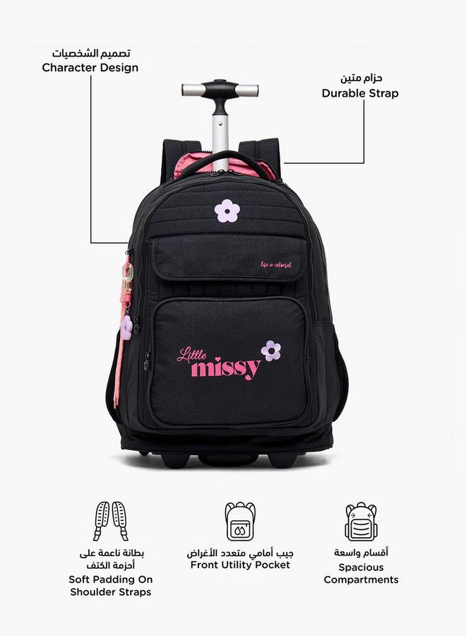 Little Missy Printed School Trolley Bag For Girls 13+ Years With Front Utility Pocket - Image 2