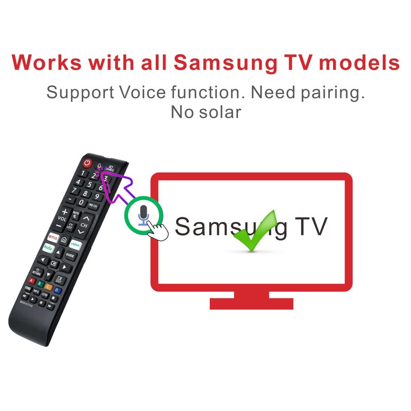 B BraiNice Replacement Remote for Samsung TV, Voice Control Compatible with 2019-2025 Smart TV, LED, QLED, Crystal UHD & The Frame Series, 2-Year Warranty - Image 2