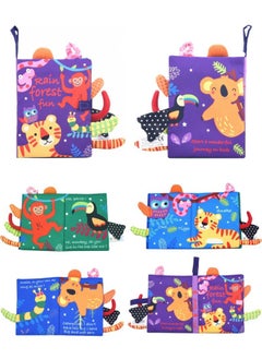 Generic 2023 Gbee Tail Cloth Book Toy Book Can't Tear 0-1 Year Old Baby Cloth Book Early Education Enlightenment Cognitive Book-Color:Black And White Jungle Tail  - Image 4