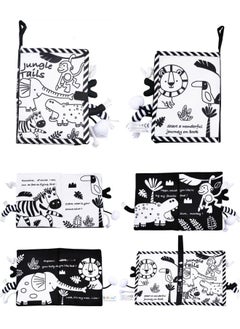 Generic 2023 Gbee Tail Cloth Book Toy Book Can't Tear 0-1 Year Old Baby Cloth Book Early Education Enlightenment Cognitive Book-Color:Black And White Jungle Tail  - Image 5