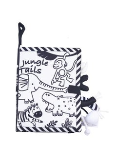 Generic 2023 Gbee Tail Cloth Book Toy Book Can't Tear 0-1 Year Old Baby Cloth Book Early Education Enlightenment Cognitive Book-Color:Black And White Jungle Tail  - Image 1