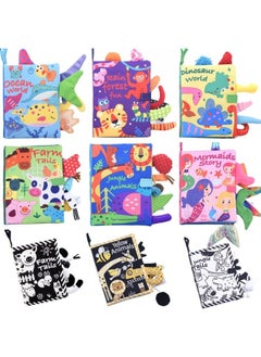 Generic 2023 Gbee Tail Cloth Book Toy Book Can't Tear 0-1 Year Old Baby Cloth Book Early Education Enlightenment Cognitive Book-Color:Black And White Jungle Tail  - Image 2