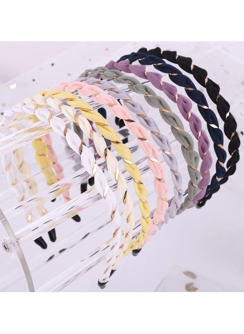 SYOSI, Stylish Thin Metal Headbands, 9pcs Different Color Hair Hoops, Non Slip Sports Hairband for Girls Woman, Skinny Wire Comfortable Headbands - Image 1