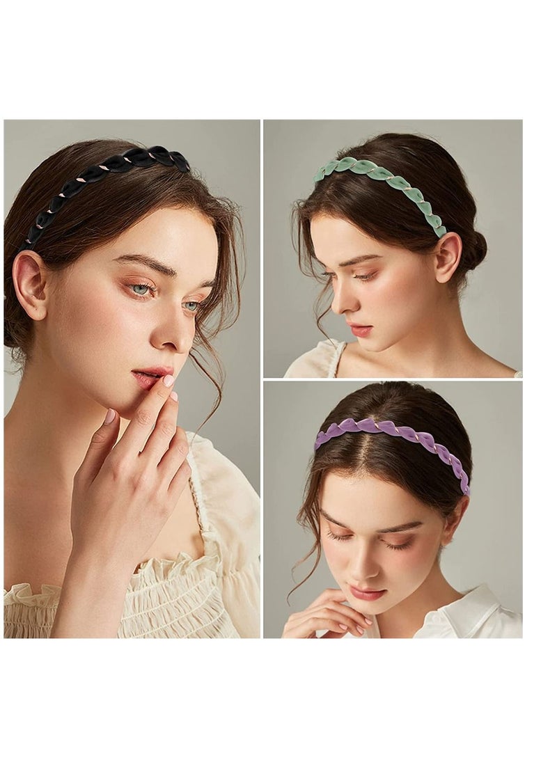 SYOSI, Stylish Thin Metal Headbands, 9pcs Different Color Hair Hoops, Non Slip Sports Hairband for Girls Woman, Skinny Wire Comfortable Headbands - Image 2