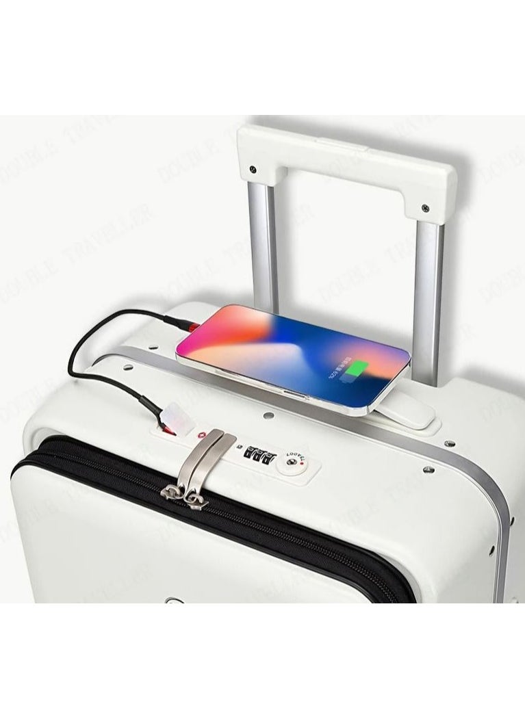 Travelpro - Heartales 20'' Carry On Luggage bag with Cup phone mobile Holder & Charger and TSA Lock, Trolley with Front Laptop Pocket compartment & USB Port, Aluminum Frame PC Travel Suitcase, Spinner Wheels-Pink - Image 1