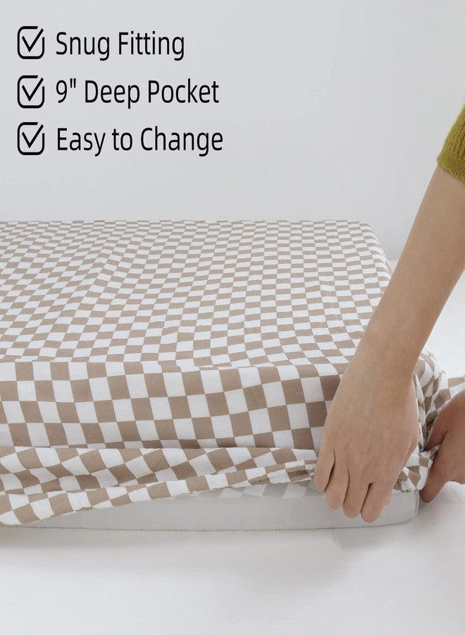 LifeTree Fitted Crib Sheets for Boys Girls & Neutral, Muslin Baby Sheet Fits Standard Crib and Toddler Mattresses, Soft, Checkered Print, 70% Viscose from Bamboo and 30% Cotton 28in x 52in - Image 5