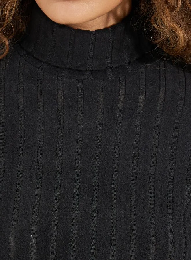 Styli Ribbed Turtleneck Midi Dress