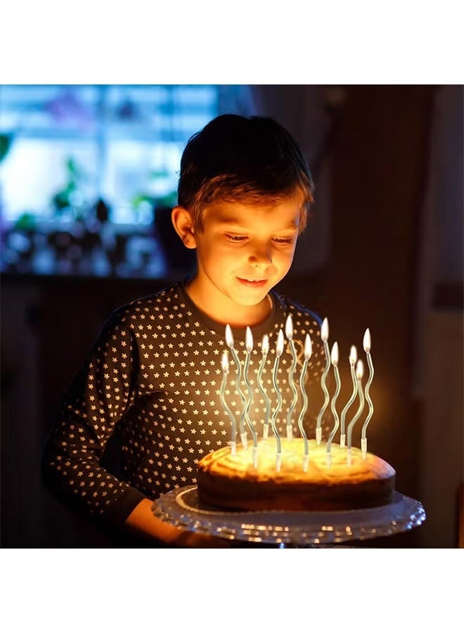 12 Silver Curved Birthday Candles | Eid/Dubai Party Decor | Eco-Friendly & Photogenic - Image 2