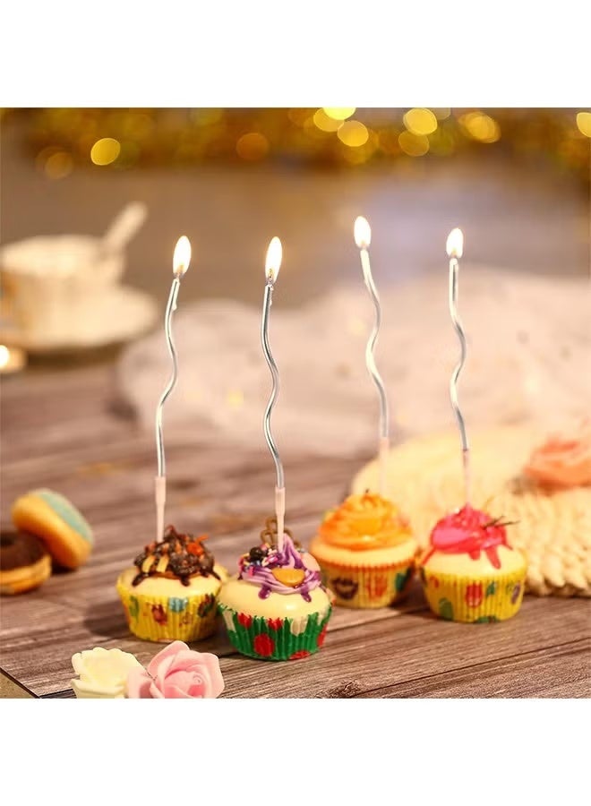 12 Silver Curved Birthday Candles | Eid/Dubai Party Decor | Eco-Friendly & Photogenic - Image 4