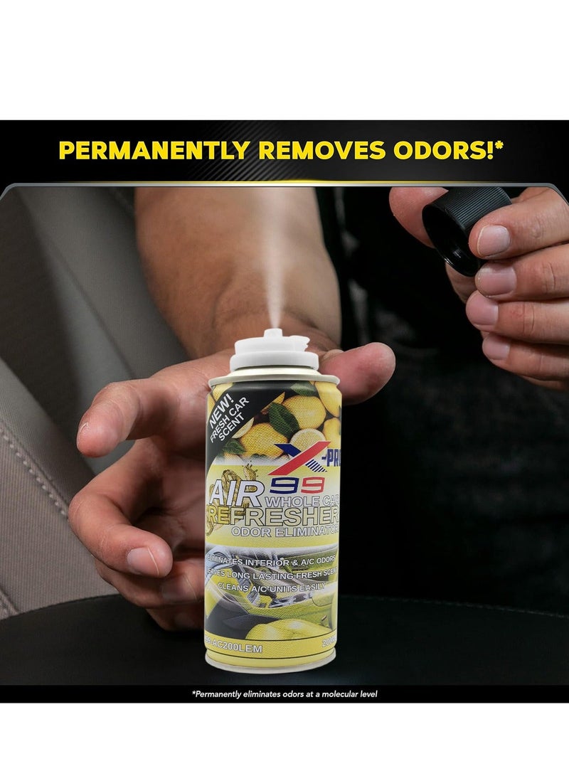 X Pro 99 X-PRO 99 Whole Car Air Refresher Odor Eliminator Lemon Scent 200ml (2 PCS) Car AC Cleaner Spray Interior Deodorizer Air Conditioning Freshener Vent Cleaner Smoke Odor Remover Pet Smell Eliminator Long Lasting Fragrance Cabin Refresh Treatment - Image 4