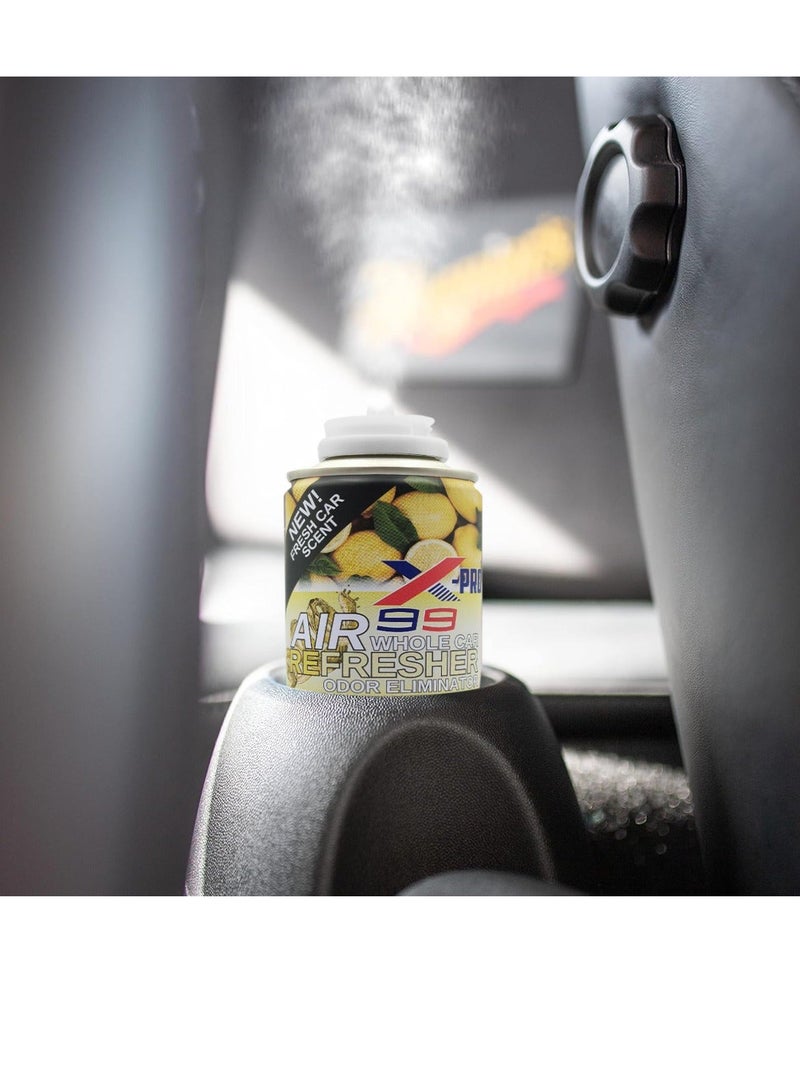 X Pro 99 X-PRO 99 Whole Car Air Refresher Odor Eliminator Lemon Scent 200ml (2 PCS) Car AC Cleaner Spray Interior Deodorizer Air Conditioning Freshener Vent Cleaner Smoke Odor Remover Pet Smell Eliminator Long Lasting Fragrance Cabin Refresh Treatment - Image 3
