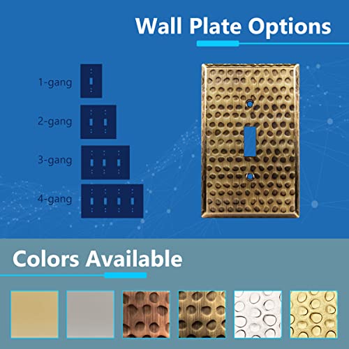 LIDER Toggle Light Switch Metal Wall Plate, Stainless Steel Switch Cover, Corrosion Resistant, Mid-Size 1-Gang 4.88" x 3.11", 201 Stainless Steel, LMWP-11M-HAB, Hammered Antique Brass - Image 4