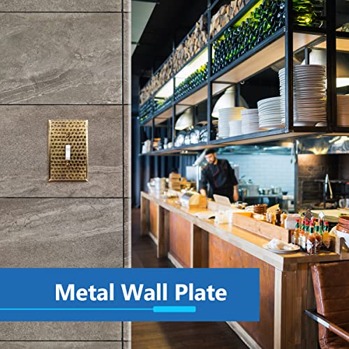 LIDER Toggle Light Switch Metal Wall Plate, Stainless Steel Switch Cover, Corrosion Resistant, Mid-Size 1-Gang 4.88" x 3.11", 201 Stainless Steel, LMWP-11M-HAB, Hammered Antique Brass - Image 2