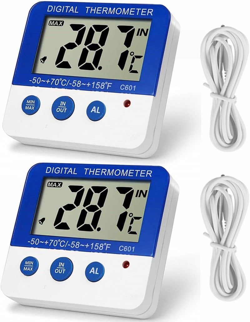 WITPOCE Fridge Freezer Thermometer Max/Min Memory LXSZRPH High & Low Temperature Alarms Settings with LED Indicator Digital Refrigeration Thermometer with Magnetic,Stander 2 pack - Image 1