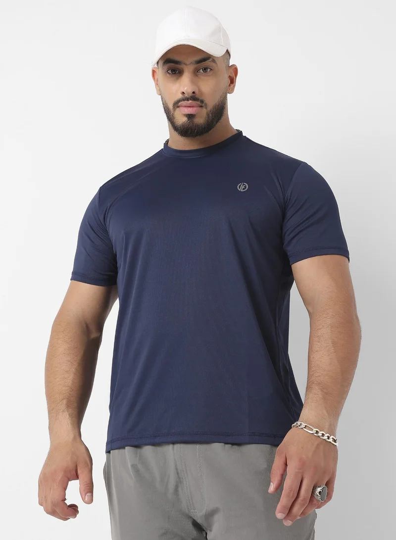 Instafab Plus Men's Navy Blue Basic Activewear T-Shirt For Casual Wear | Crew Neck | Short Sleeve | Pull On Closure | Jersey T-Shirt Crafted With Comfort Fit For Everyday Wear