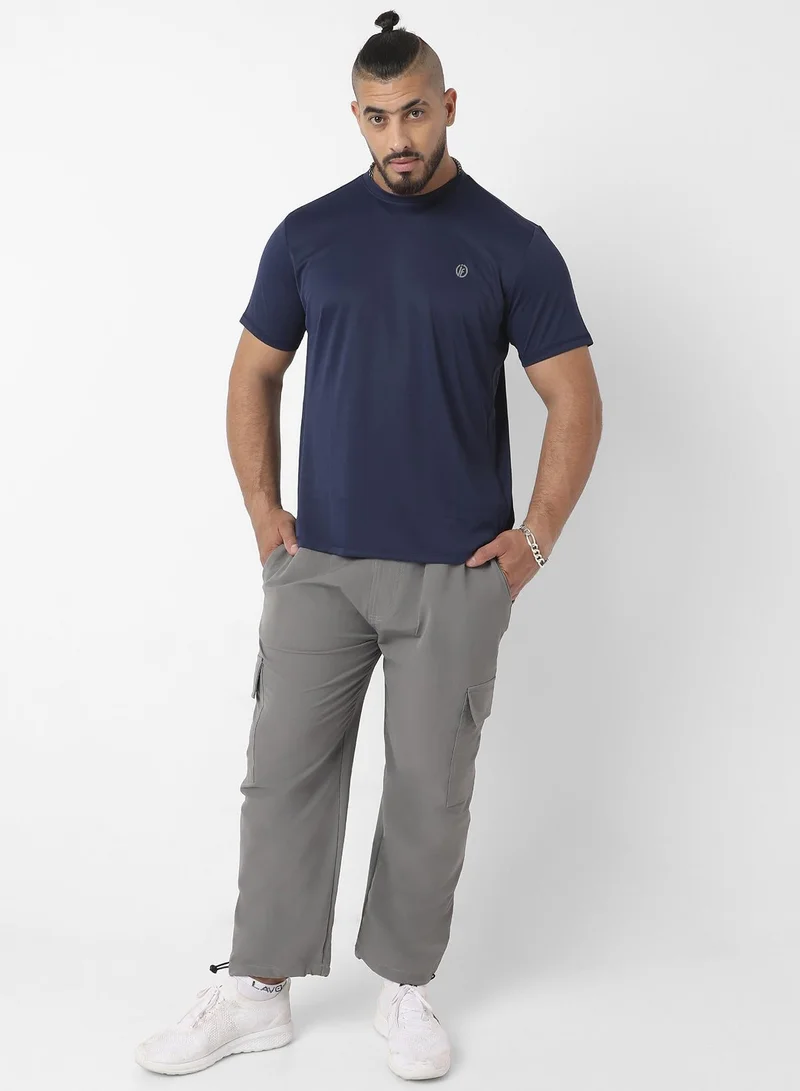 Instafab Plus  Men's Navy Blue Basic Activewear T-Shirt For Casual Wear | Crew Neck | Short Sleeve | Pull On Closure | Jersey T-Shirt Crafted With Comfort Fit For Everyday Wear for Men | Best Price UAE