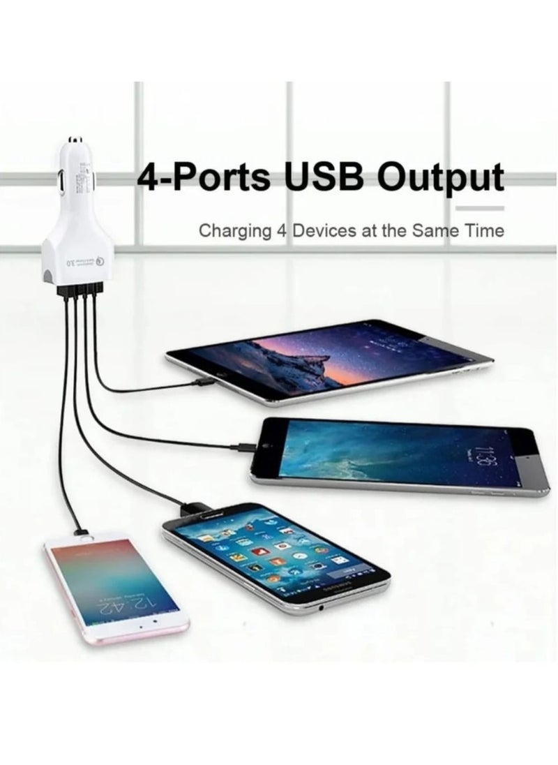 traditious Fast Car Charger, 4-Port Car Charger Adapter, Fast Charging Car Lighter Plug for iPhone, Type-C, Samsung, Huawei etc. White  - Image 2