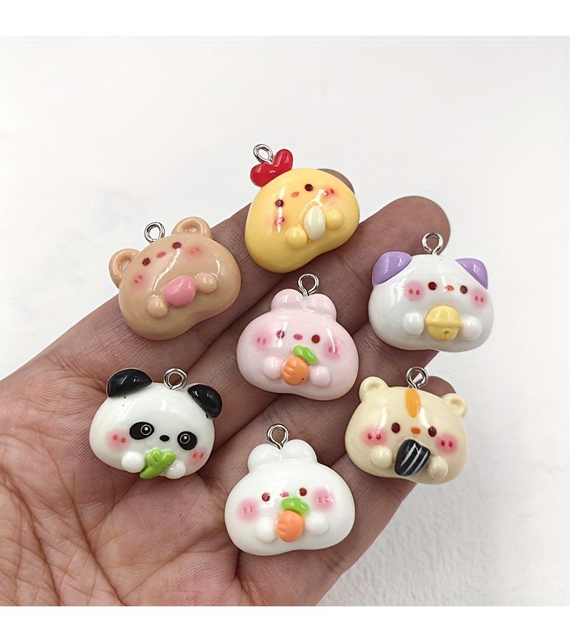 10pcs Mixed Animal Head Resin Charms For Jewelry Crafting Earrings Bracelets - Image 1