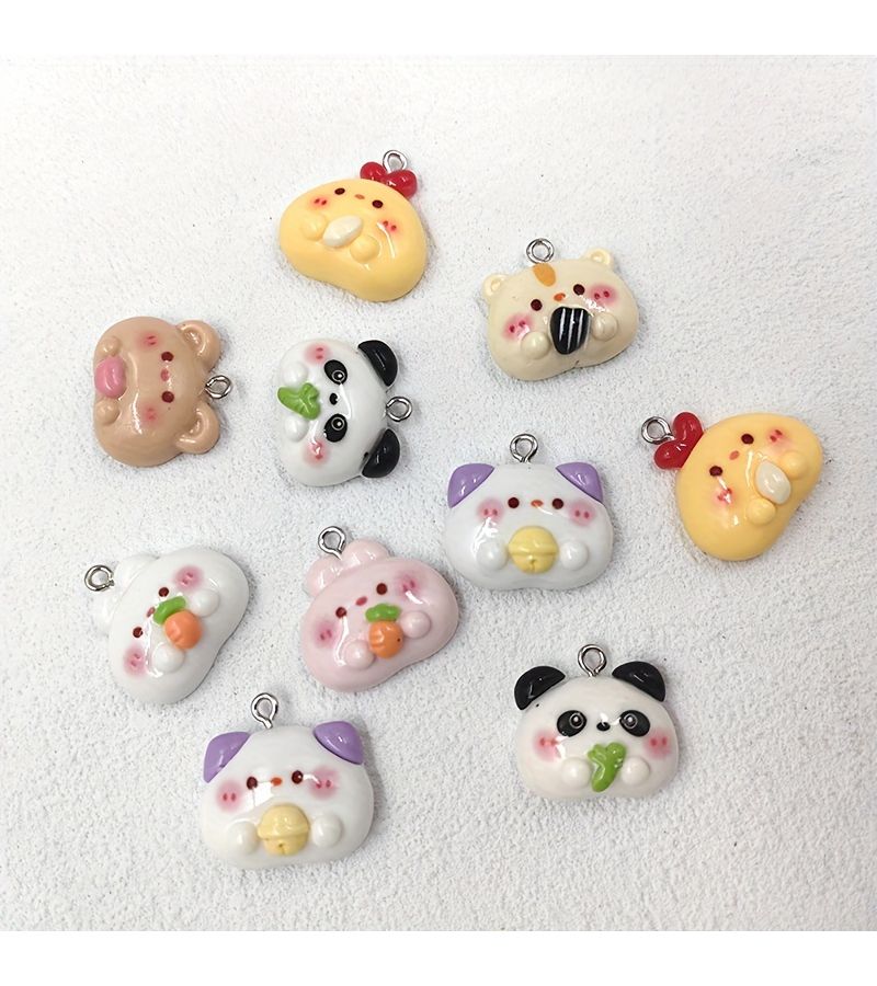 10pcs Mixed Animal Head Resin Charms For Jewelry Crafting Earrings Bracelets - Image 3