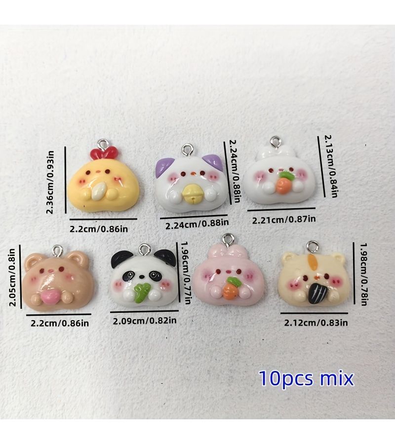 10pcs Mixed Animal Head Resin Charms For Jewelry Crafting Earrings Bracelets - Image 2