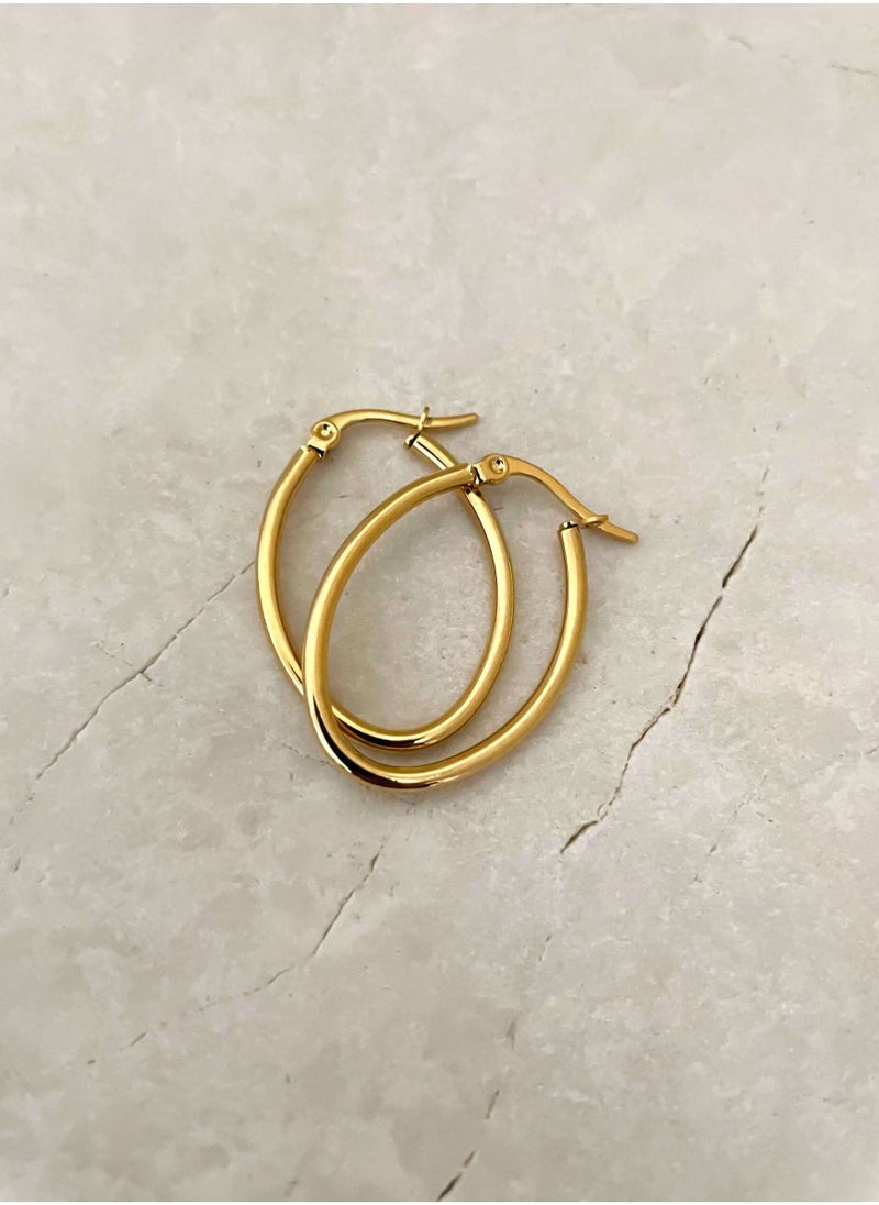 Clé de Lune Minimalist Oval Hoop Earrings- Gold  - Image 1