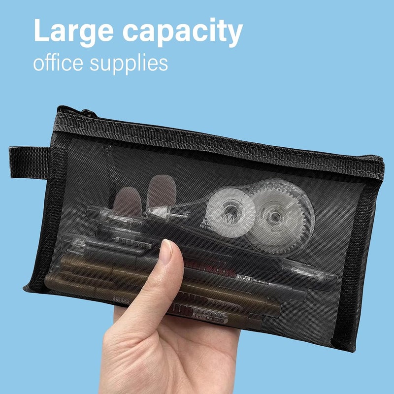 OGOLIGHT A3 File Pockets Mesh Zipper Closure Bags - 6 Pack, Lightweight Nylon Document Organizer for Documents, School, Office Supplies, Letter (A4 B5 A5 A6 2Pen Bag Black) - Image 5