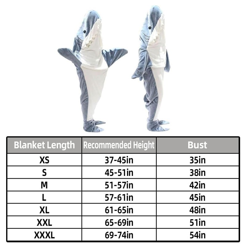 Gudina Shark Blanket Hoodie Onesie  Shark Onesie Adult  Shark Sleeping Bag for Kid (S) - Image 4